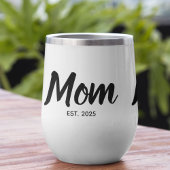 Maman établie Date Script personnalisé Noir