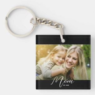 Maman établie. Porte-clés cadeau photo pour nouvel