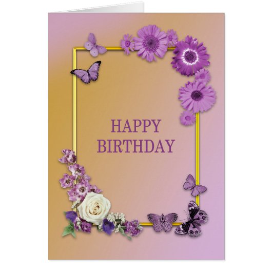 Maman Fleurs d'anniversaire et papillons (Devant)