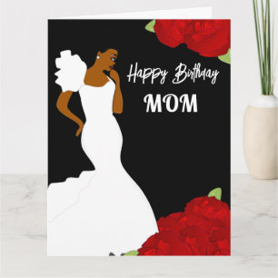 Maman Glam Red Roses Carte d'Anniversaire Africain