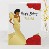 Maman Glam Red Roses Carte d'Anniversaire Africain (Fleur jaune)