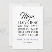 Maman Je suis ta carte de fête de la mère de l'enf (Devant)