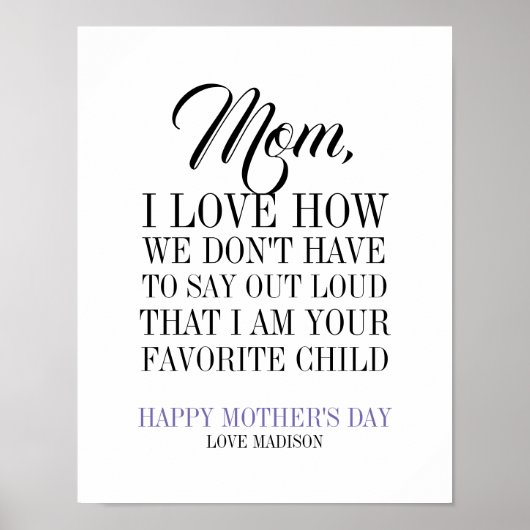 Maman Je suis votre enfant préféré Poster de la Fê (Devant)