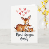 Maman je t'aime carte cerf (Fleur jaune)
