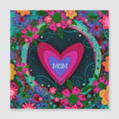 Maman Joli Coeurs Floraux Carte magnétique unique (Devant)