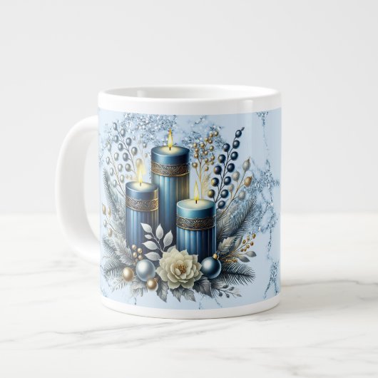 Maman Joyeux Noël Bougies bleues Spécialité Mug (Devant gauche)