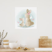 Maman lapin avec une affiche pour bébé (Cuisine)