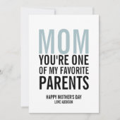 Maman Ma carte de fête de la mère du parent favori (Devant)