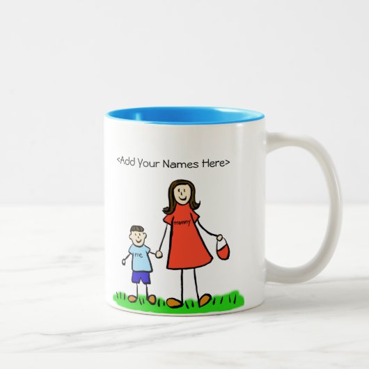 Maman & Me - Brunette Petit Garçon Mugs Personnali (Droit)