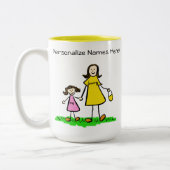 Maman & Me Brunette Petite Fille Mug Cadeau Person (Gauche)