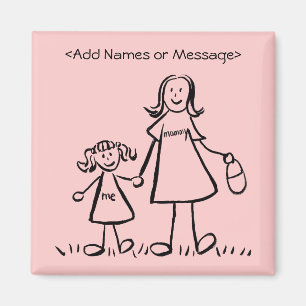 Maman & Me - Mère et fille Magnets personnalisés