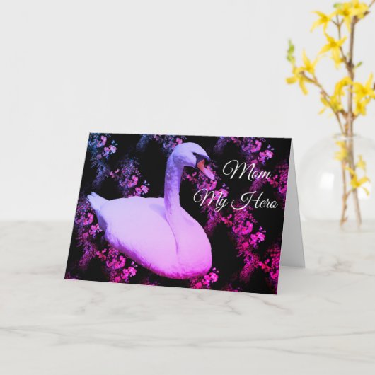 Maman Mon Héros Regal Swan Carte d'anniversaire (Fleur jaune)