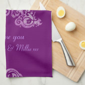 Maman nous t'aimons serviette de cuisine pourpre (Quart Plié)