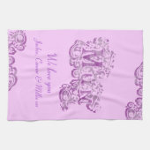 Maman nous vous aimons serviette de cuisine mauve (Horizontal)