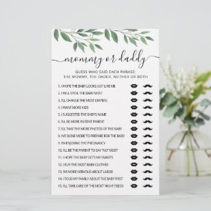 Maman ou papa jeu Baby shower partie Carte de jeu