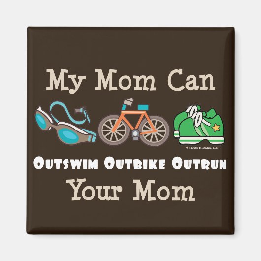 Maman Outswim Outbike Outrun Triathlon Magnet (Devant)