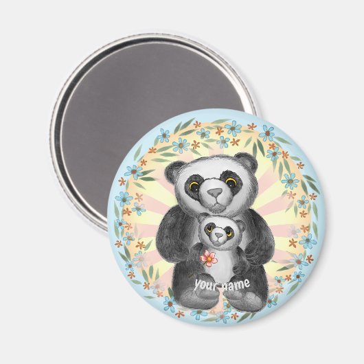 Maman Panda Bear aimant (Recto/Verso)