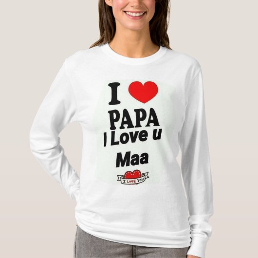 "Maman & Papa Love T-Shirt Femme - Design de coeur (Devant)