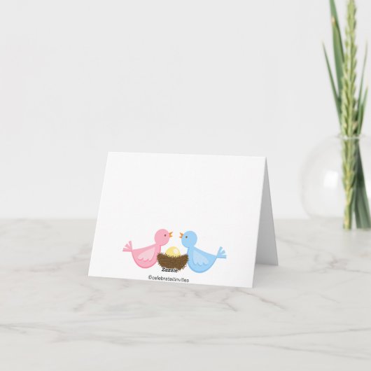 Maman Papa Oiseaux avec nid Merci Carte de note (Dos)