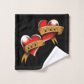 Maman Papa Red Hearts Tattoo (Gant de toilette)