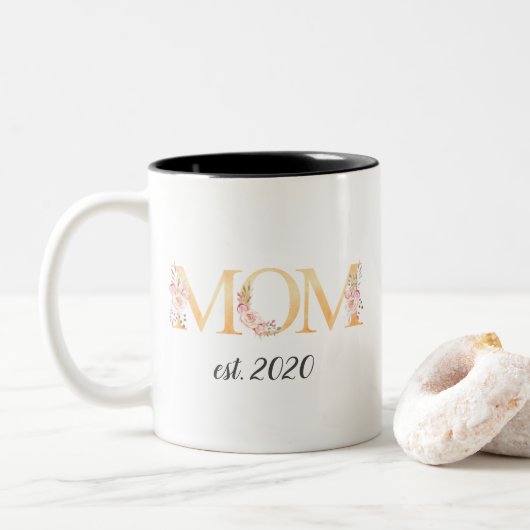 Maman personnalisée Mug floral (Avec donut)
