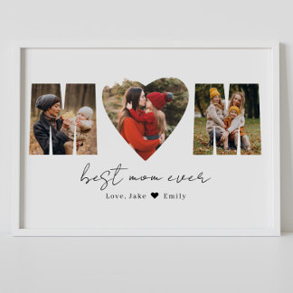 Maman Photo Collage Heart Photo Poster de la fête 