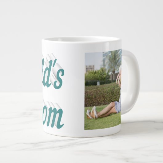 Maman Photo texte vert Giant Café Mug (Devant droit)