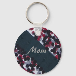 Maman, porte-clés vintage à pois et rayures