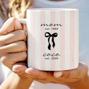 Maman pour Coco Mug Rose à Ruban Rayures