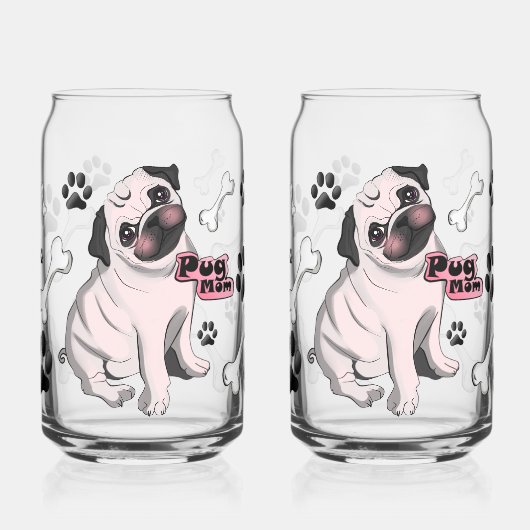 Maman Pug – Amoureuse des chiens avec des cœurs et (Gauche)