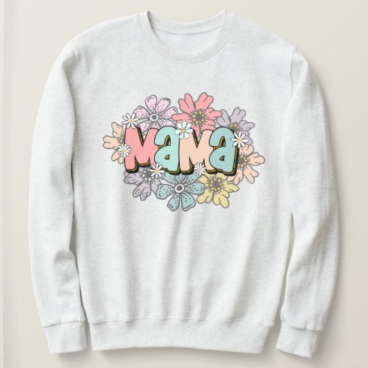 Maman Pullover Retro Mama Floral Sweatshirt (Design devant)