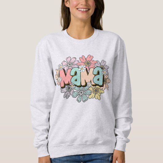 Maman Pullover Retro Mama Floral Sweatshirt (Devant)
