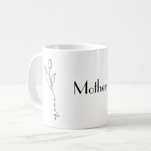 Maman | Script chic minimal et Mug de fleurs (Devant gauche)