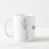 Maman | Script chic minimal et Mug de fleurs (Gauche)