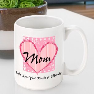 Maman Shabby Chic Coeur Rose Céramique Café Mug