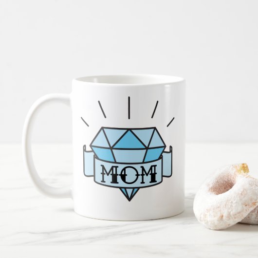 Maman Tattoo Style Diamond Café Mug (Avec donut)