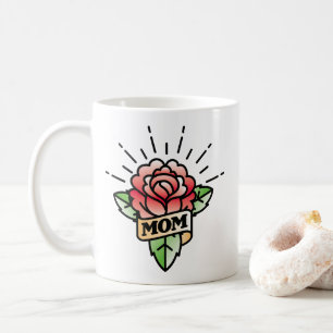 Maman Tattoo Style Rose café Mug