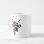 Maman Tattoo Style Rose café Mug (Devant gauche)