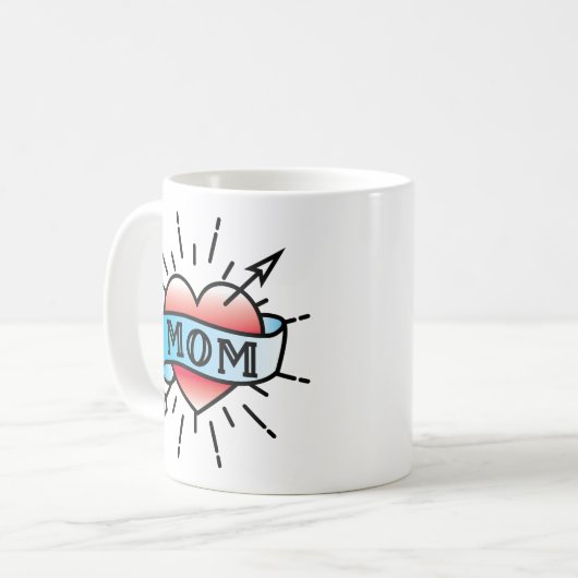 Maman Tattoo Style Rose café Mug (Devant gauche)