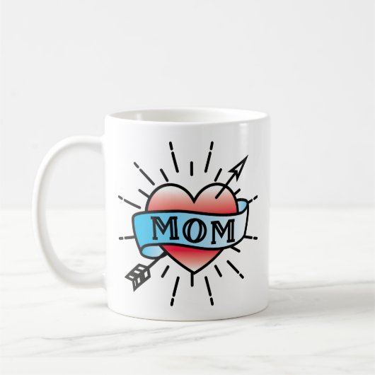 Maman Tattoo Style Rose café Mug (Gauche)