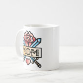 Maman Tattoo Style Rose café Mug (Devant gauche)
