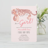 Maman Tiger & Cub Rose Girl Baby shower Invitation (Debout devant)