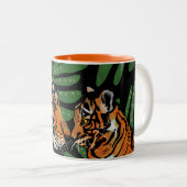 Maman tigre et petit tasse à café à deux tons (Devant droit)