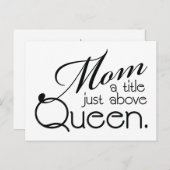 Maman, titre juste au-dessus de Queen - Carte post (Devant / Derrière)