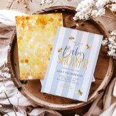 Maman to Bee Honey Baby shower bleu Invitation