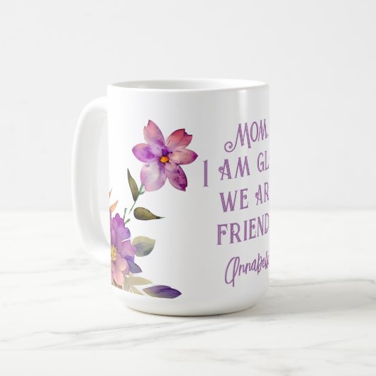 Maman Violet "Content que nous soyons amis" Mug (Devant gauche)