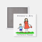 Maman's Boy - Mère & Fils Brunette Family Magnet (Recto/Verso)