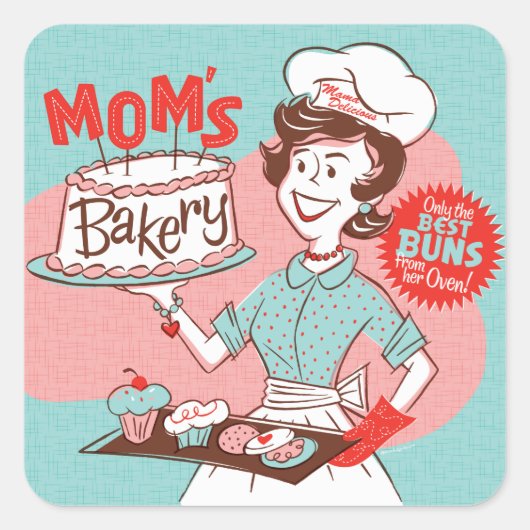 Mama's Bakkerij Retro Sticker — Vierkant (Voorkant)