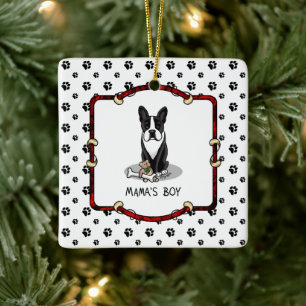 Mama's Boy Boston Terrier (zwart) - Cute Dog Keramisch Ornament