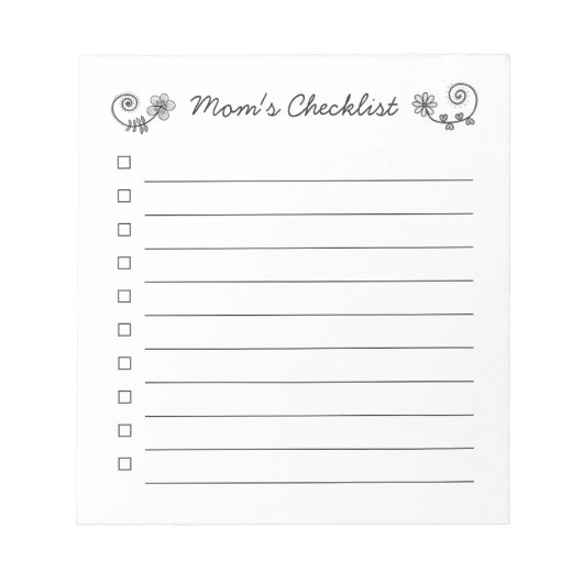 Mama's checklist, checkbox lijst, wegscheuren notitieblok (Voorkant)